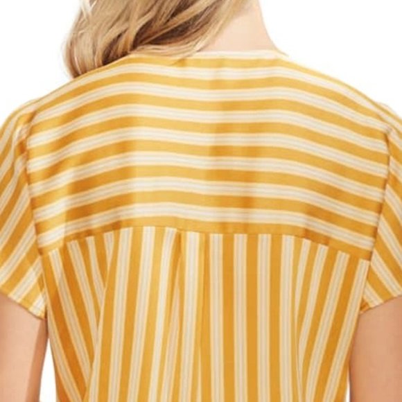 Vince Camuto Top Womens XS Split Neck Stripe Amber Sun Short Dolman Sleeves - Picture 15 of 15